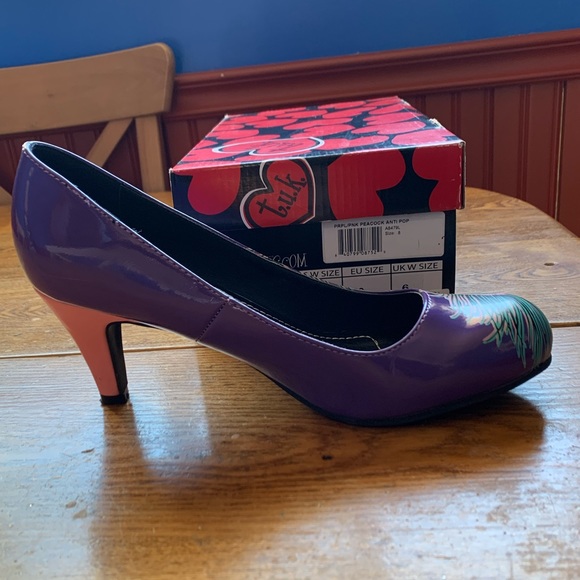 T.U.K. Prpl/pnk Peacock Anti pop heel - Picture 7 of 7
